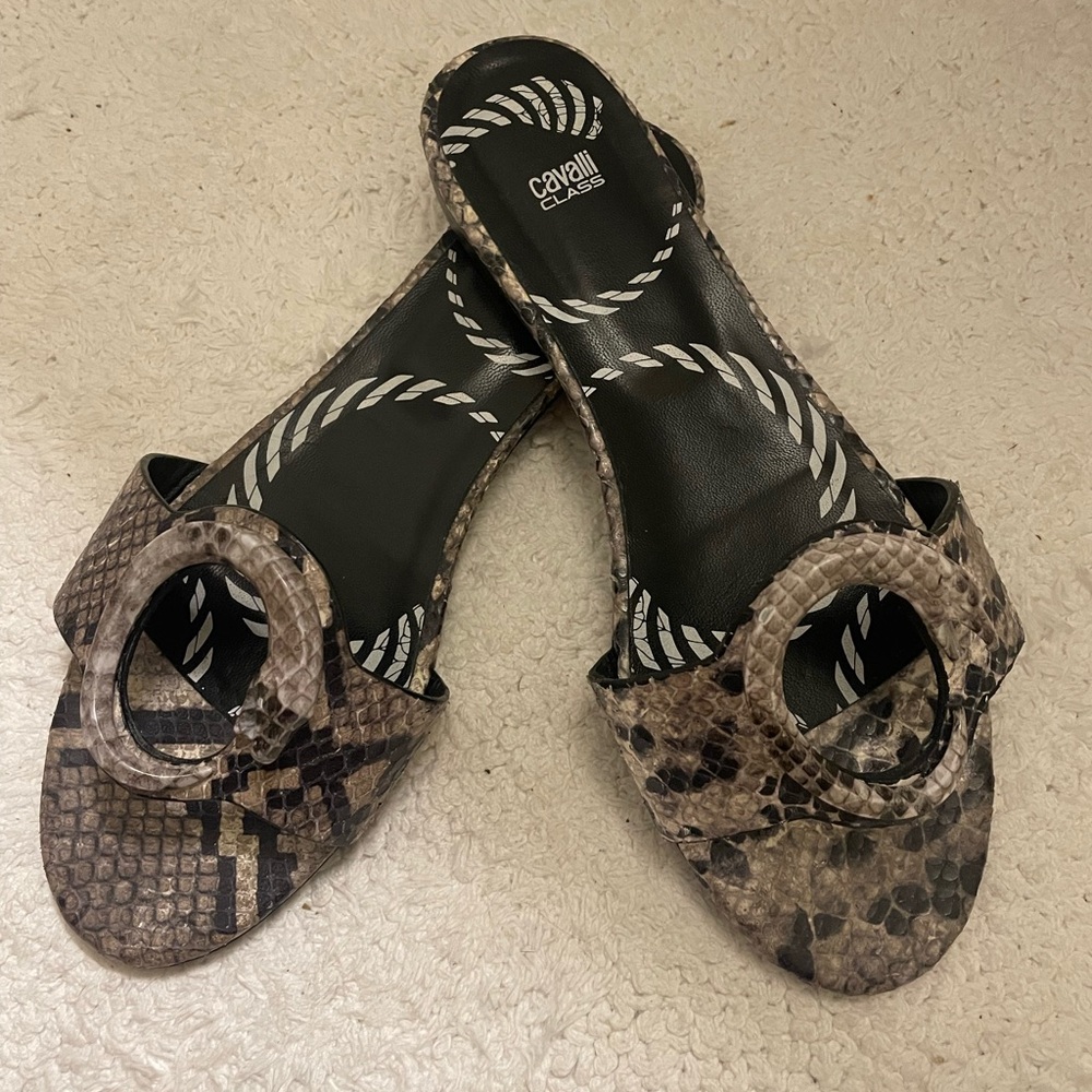 Cavalli Class Snakeskin Pattern Slide Sandals size 38